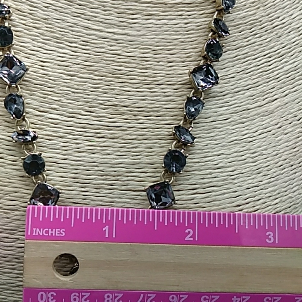 J. Crew Steely Grey Crystal Y Necklace - Picture 7 of 7